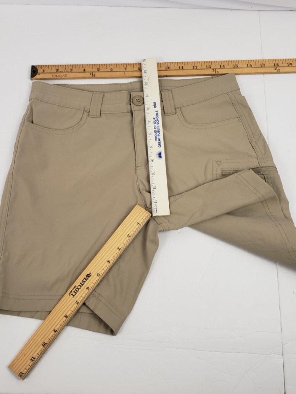 Eddie Bauer 6 Tan Shorts Womens Stretch Zip Pocket - Picture 9 of 12